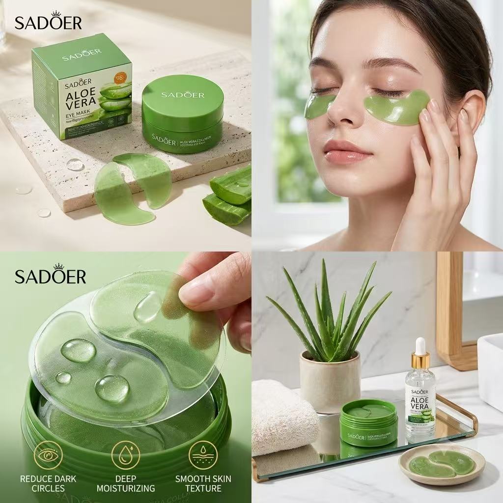 Aloe Vera Hydrogel Eye Mask – Hydrating Under Eye Patches for Dark Circles & Puffy Eyes